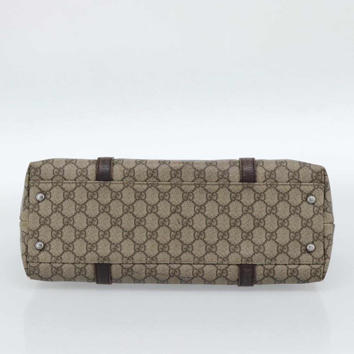 GUCCI GG Supreme Tote Bag PVC Beige Silver 114595 Auth 183097