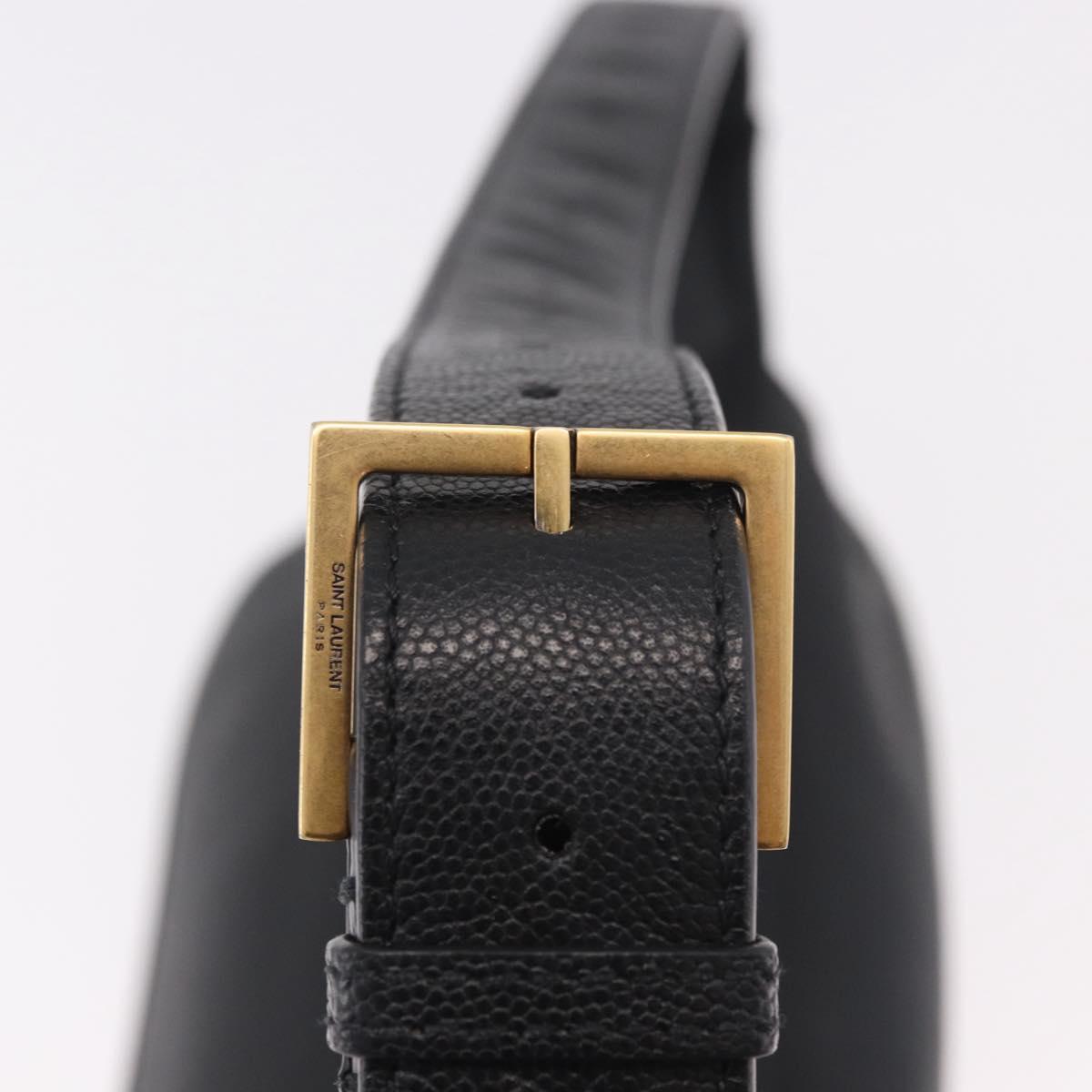 SAINT LAURENT Cassandra Waist Bag Leather Black Gold Auth 183103A