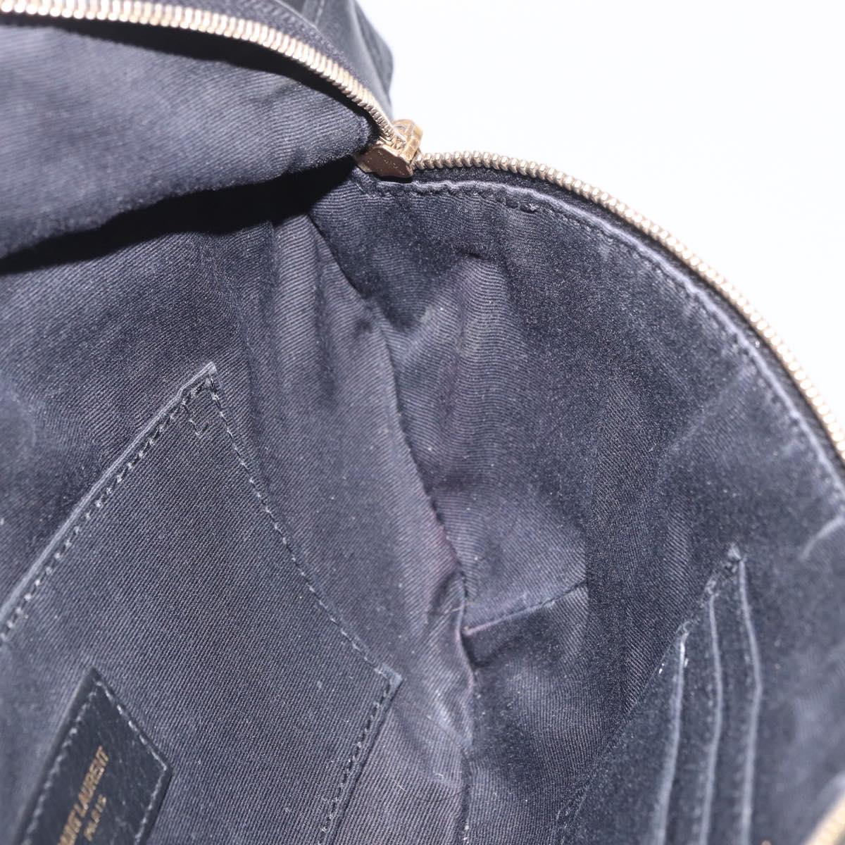 SAINT LAURENT Cassandra Waist Bag Leather Black Gold Auth 183103A