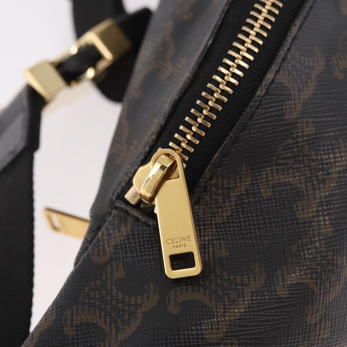 CELINE Triomphe Waist bag PVC Black Gold Auth 183105M