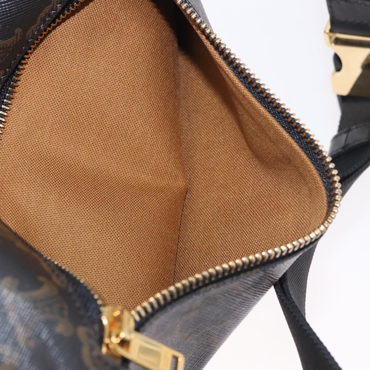 CELINE Triomphe Waist bag PVC Black Gold Auth 183105M