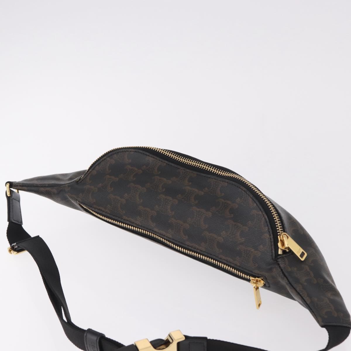 CELINE Triomphe Waist bag PVC Black Gold Auth 183105M