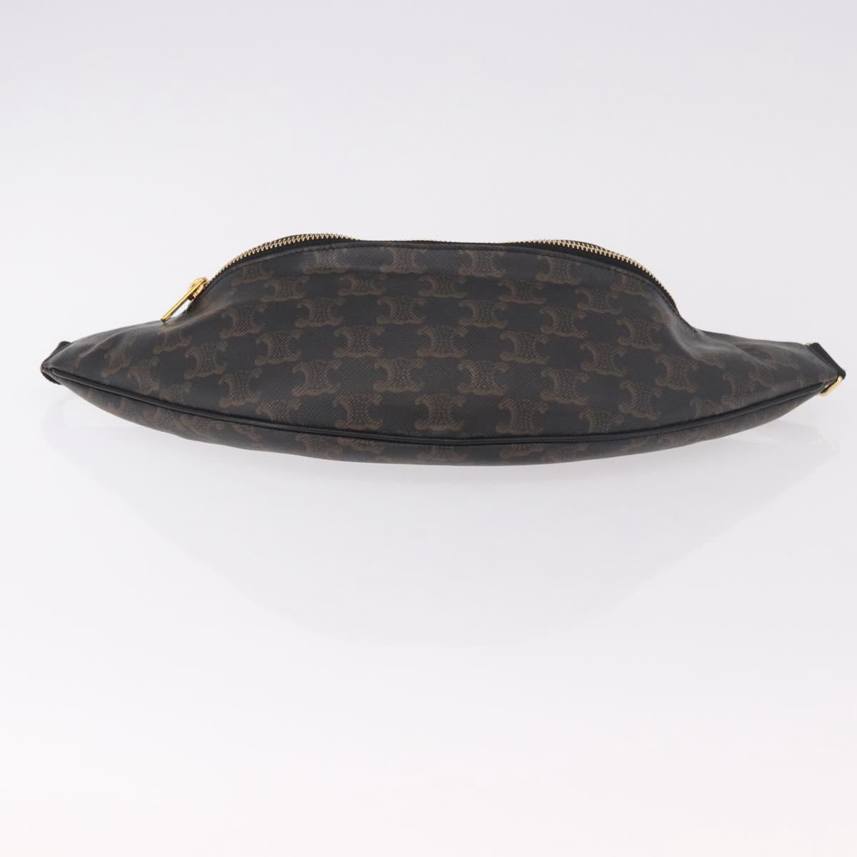 CELINE Triomphe Waist bag PVC Black Gold Auth 183105M