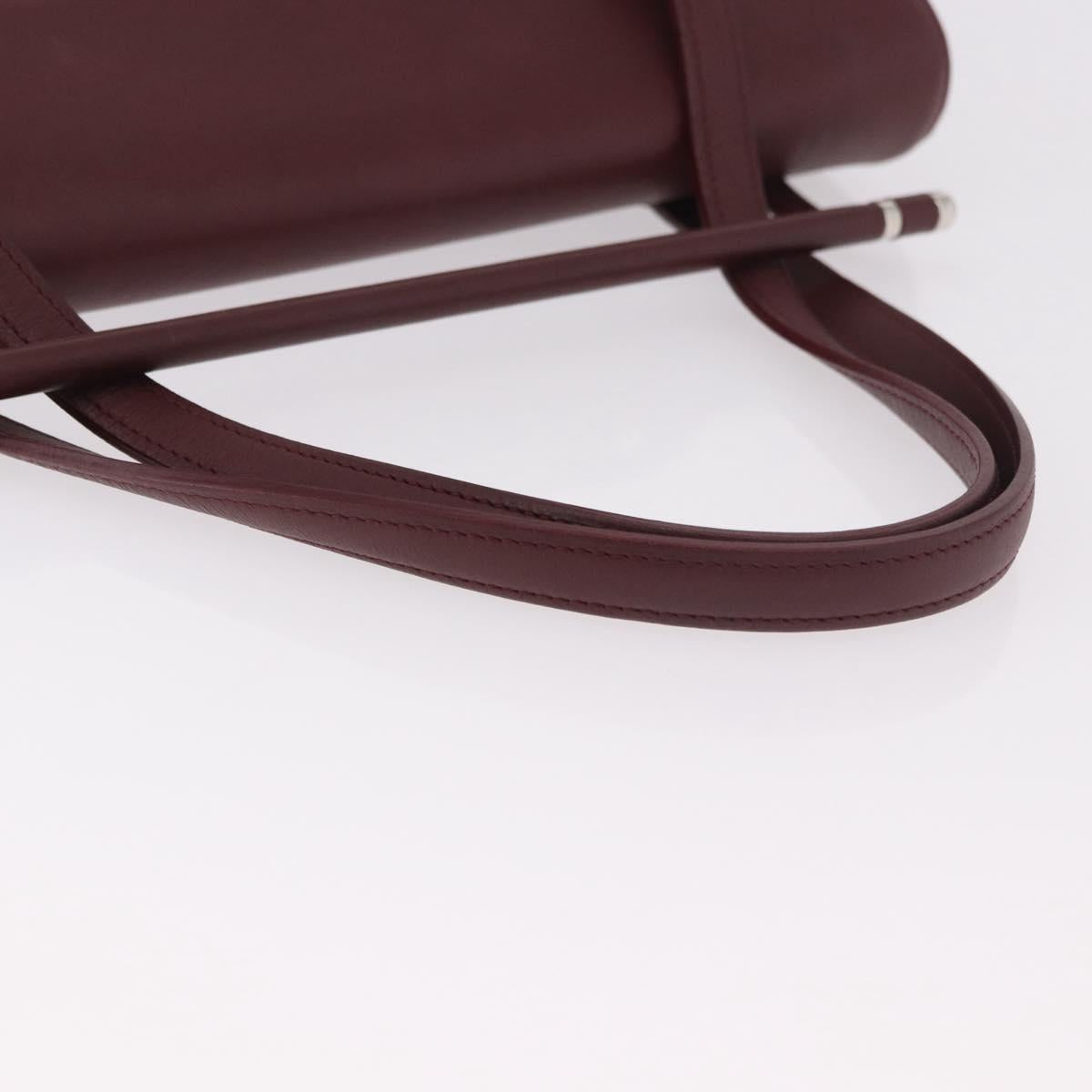 CARTIER Hand Bag Leather Bordeaux Silver Auth 183107V