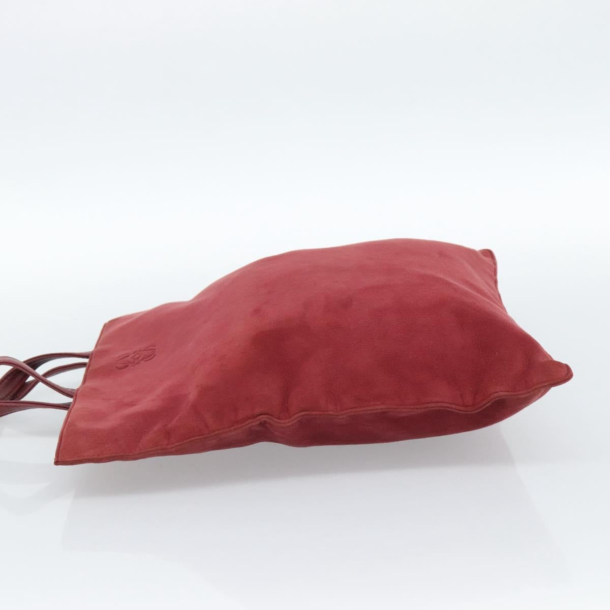 LOEWE Hand Bag Suede Red Gold Auth 183111A