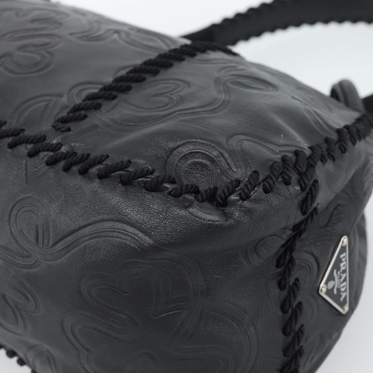PRADA Shoulder Bag Leather Black Auth 183112SM