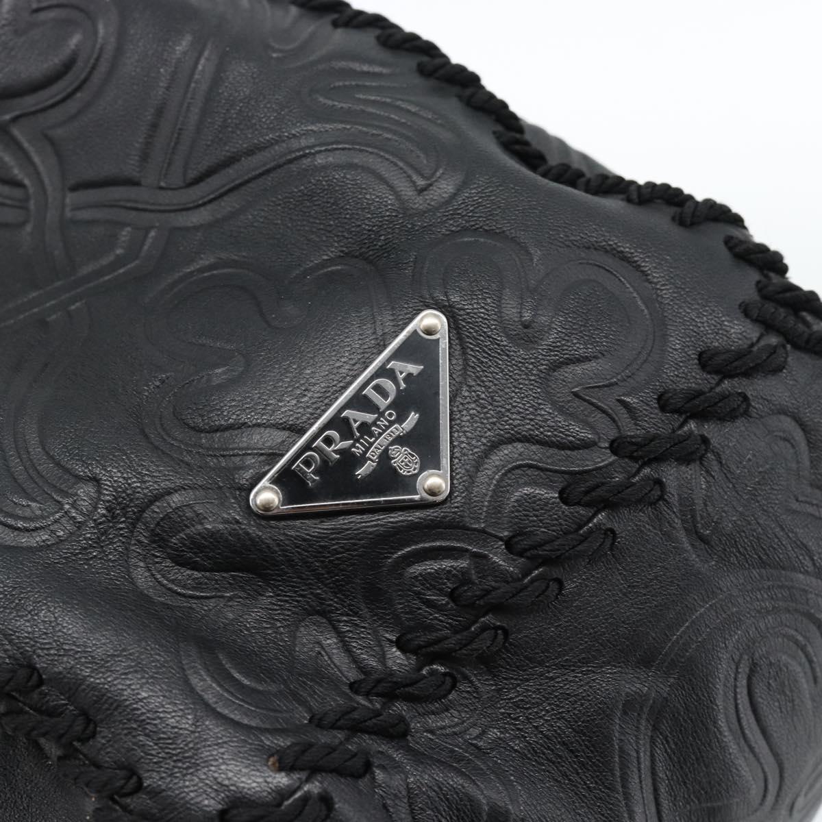 PRADA Shoulder Bag Leather Black Auth 183112SM