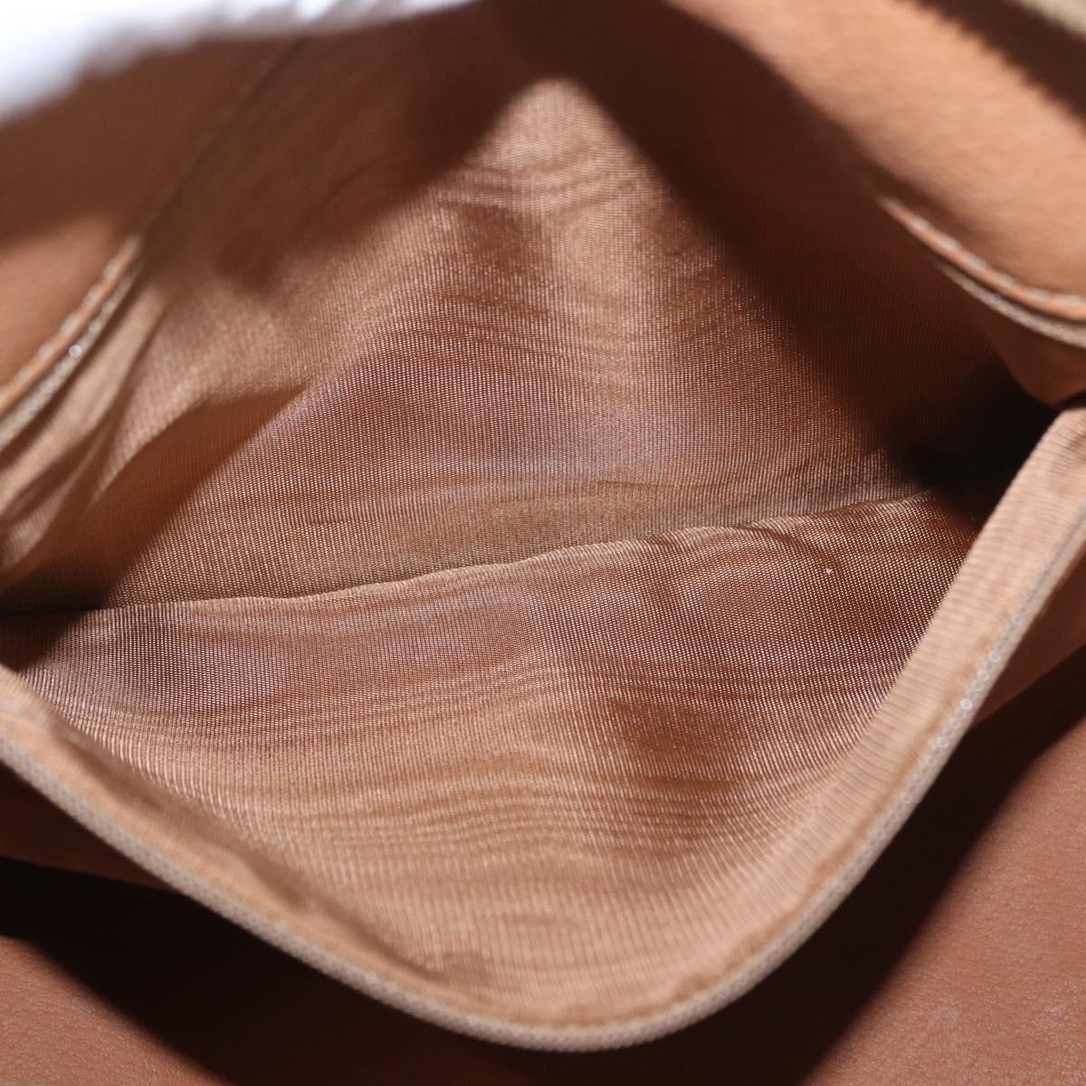 CELINE Macadam Canvas Boston Bag PVC Leather Brown Gold Auth 183113A
