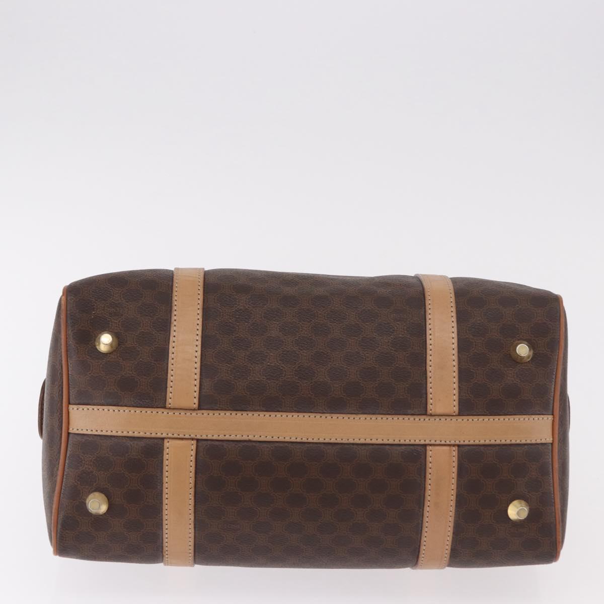 CELINE Macadam Canvas Boston Bag PVC Leather Brown Gold Auth 183113A