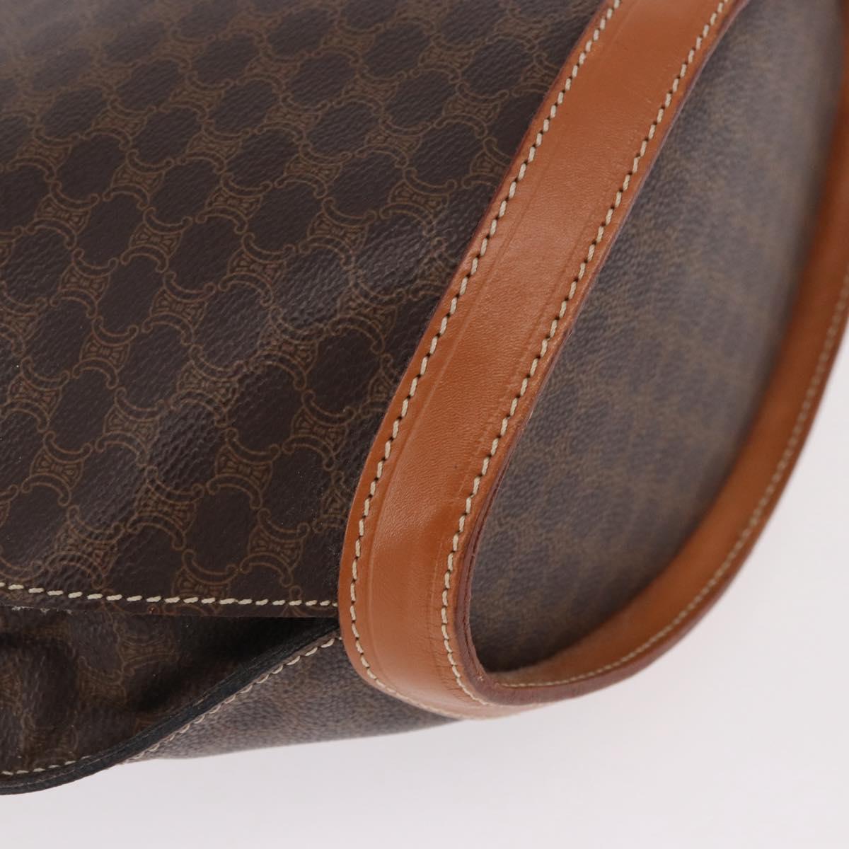 CELINE Macadam Canvas Tote Bag PVC Leather Brown Gold Auth 183115V