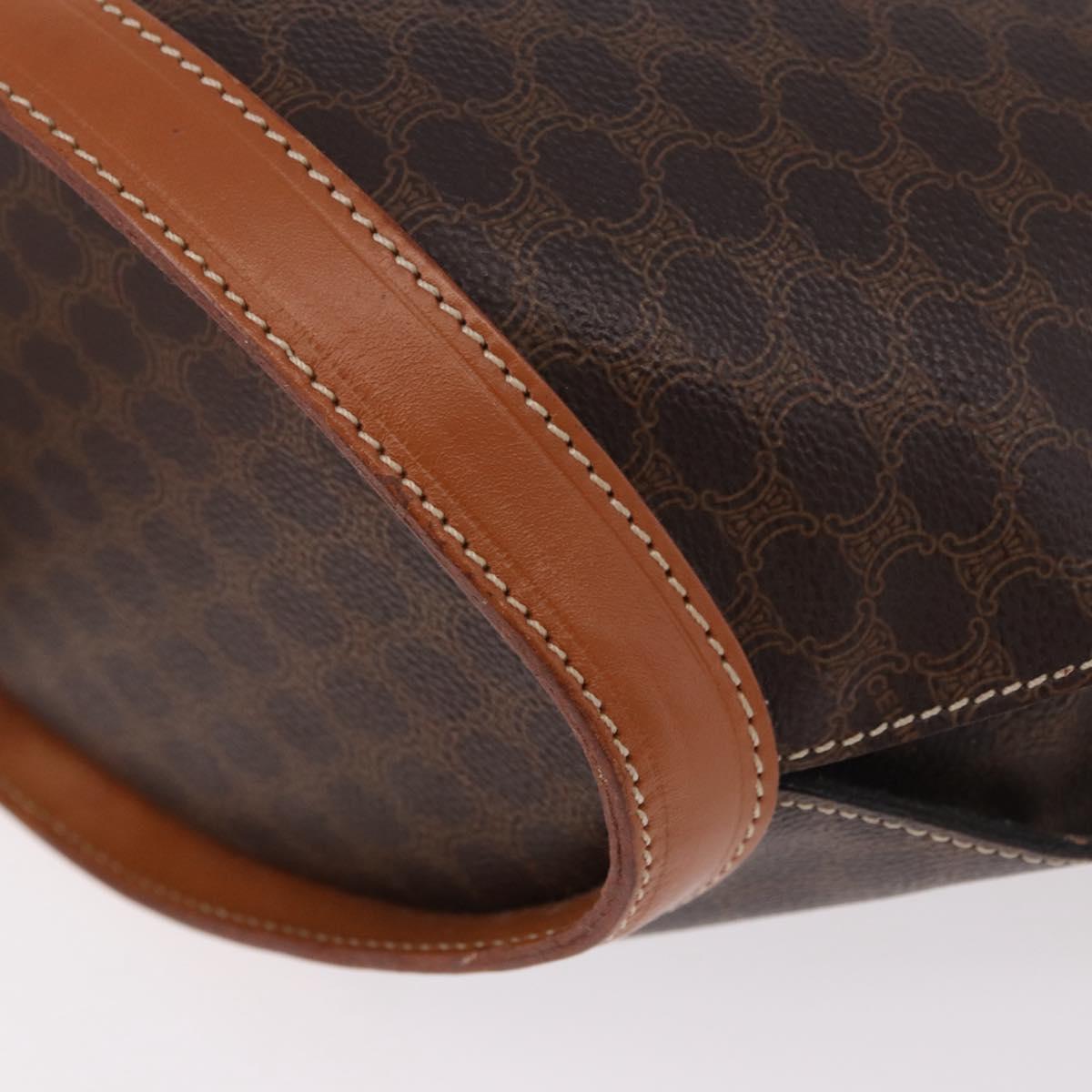 CELINE Macadam Canvas Tote Bag PVC Leather Brown Gold Auth 183115V