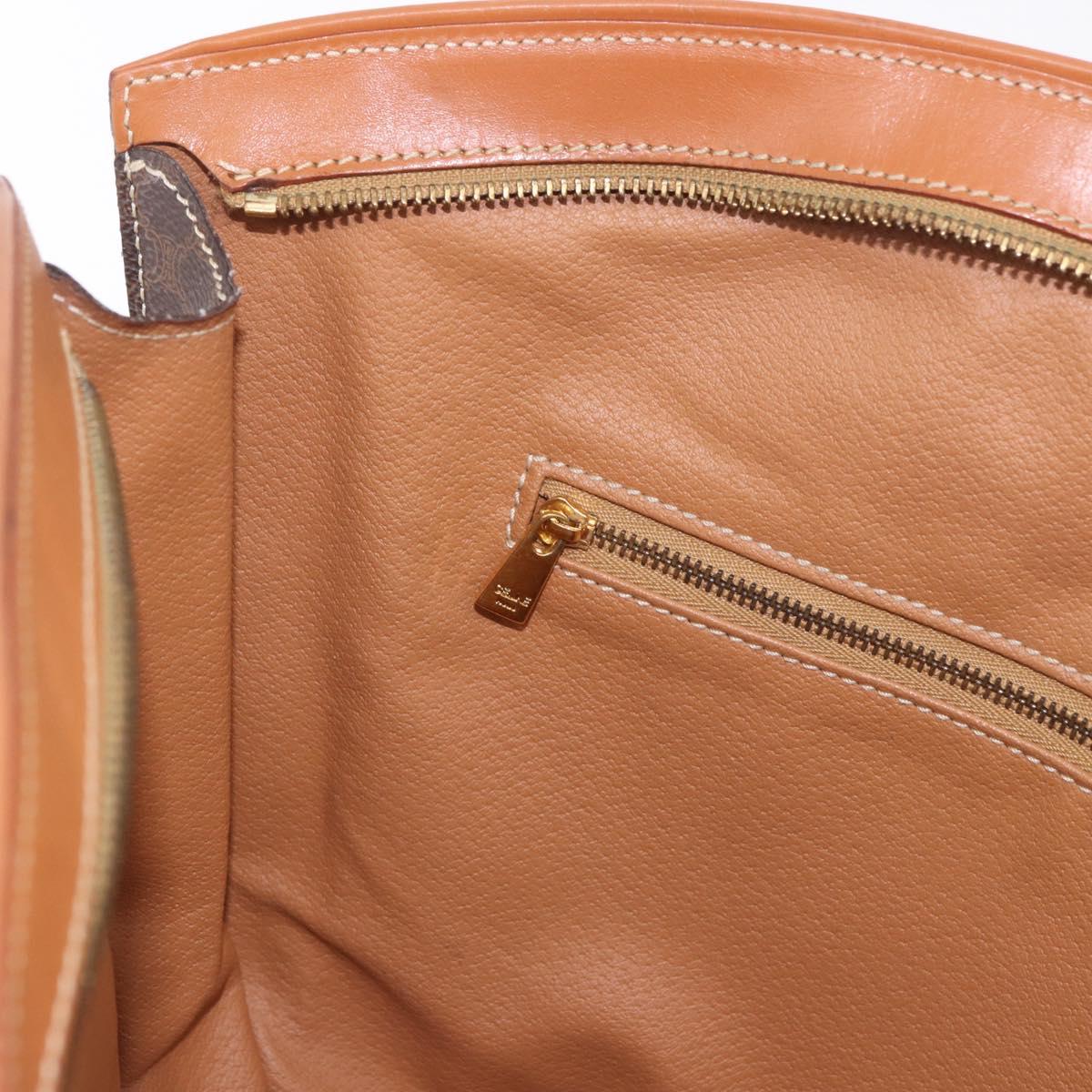 CELINE Macadam Canvas Tote Bag PVC Leather Brown Gold Auth 183115V