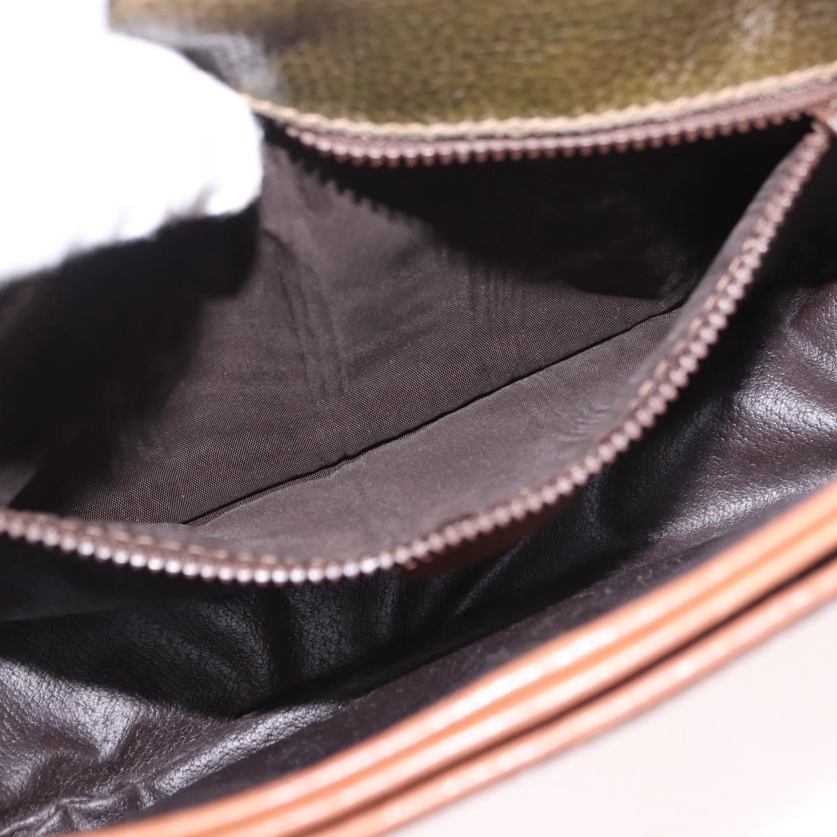 CELINE Shoulder Bag Leather Green Gold Auth 183117