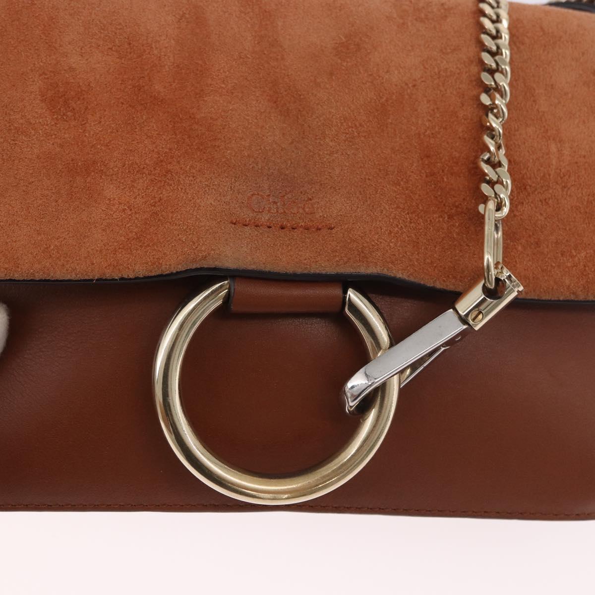 Chloe Fay Shoulder Bag Suede Brown Gold Auth 183119A