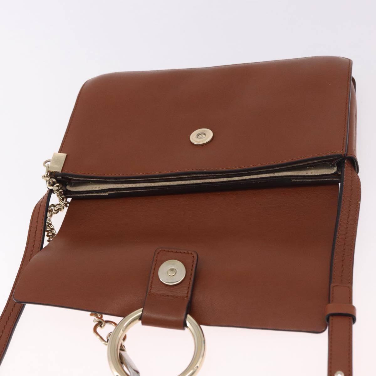 Chloe Fay Shoulder Bag Suede Brown Gold Auth 183119A