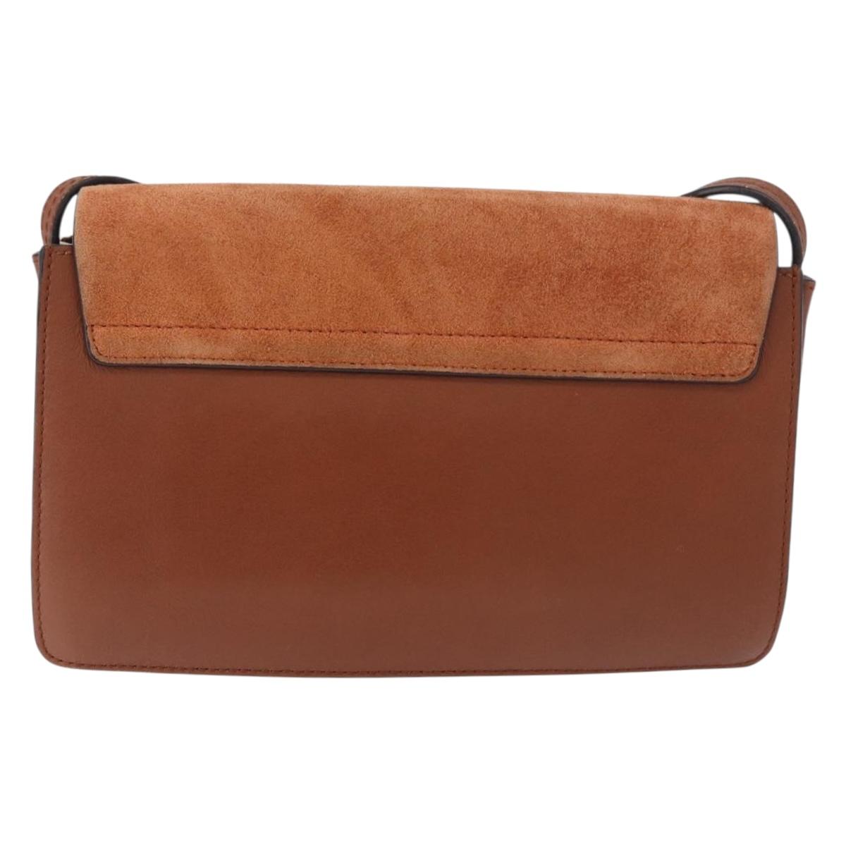 Chloe Fay Shoulder Bag Suede Brown Gold Auth 183119A