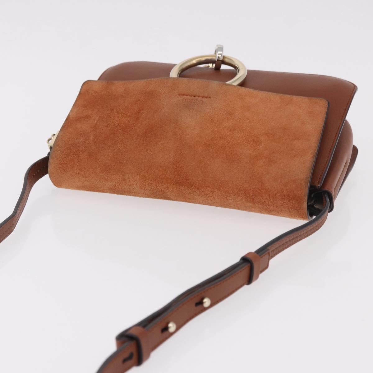 Chloe Fay Shoulder Bag Suede Brown Gold Auth 183119A
