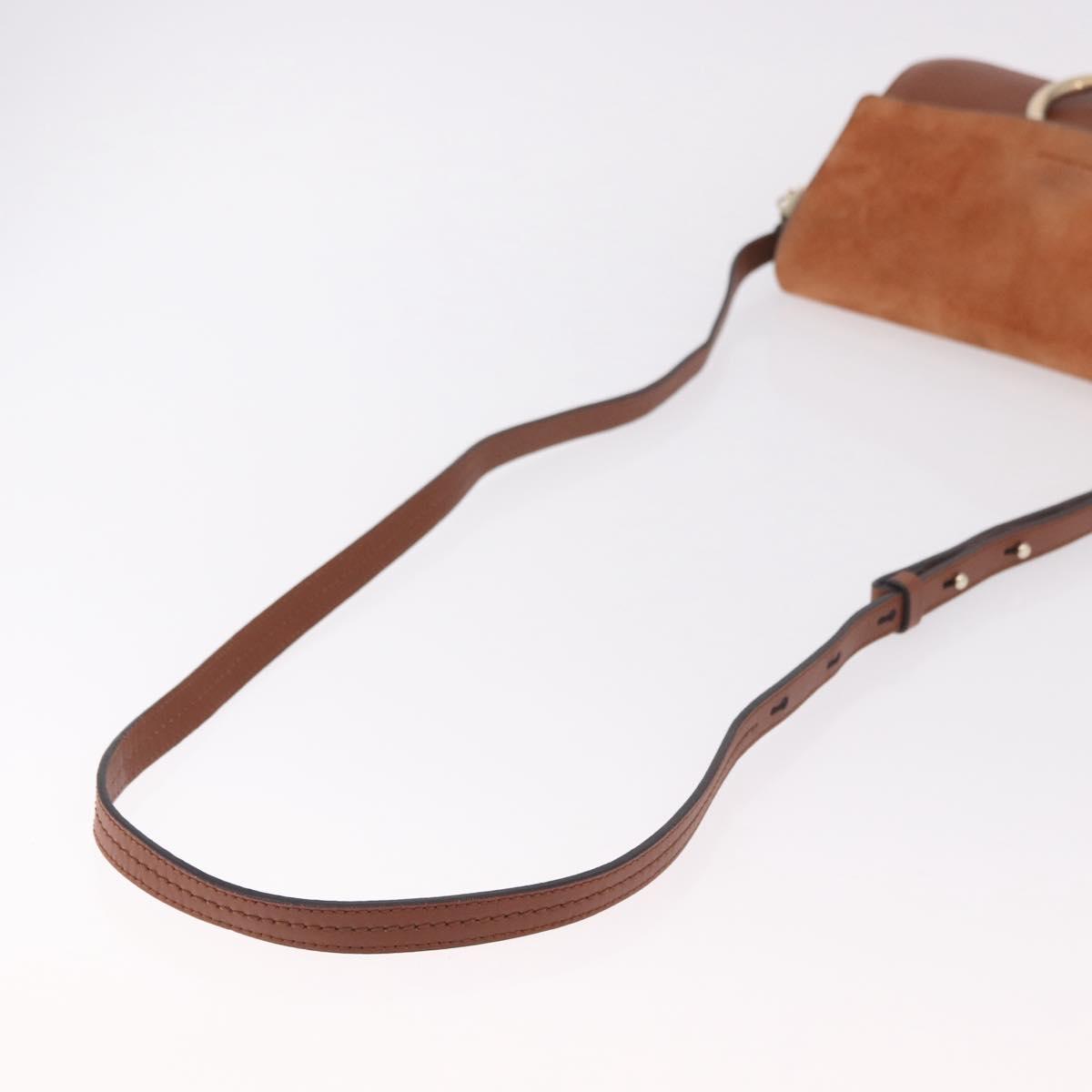 Chloe Fay Shoulder Bag Suede Brown Gold Auth 183119A
