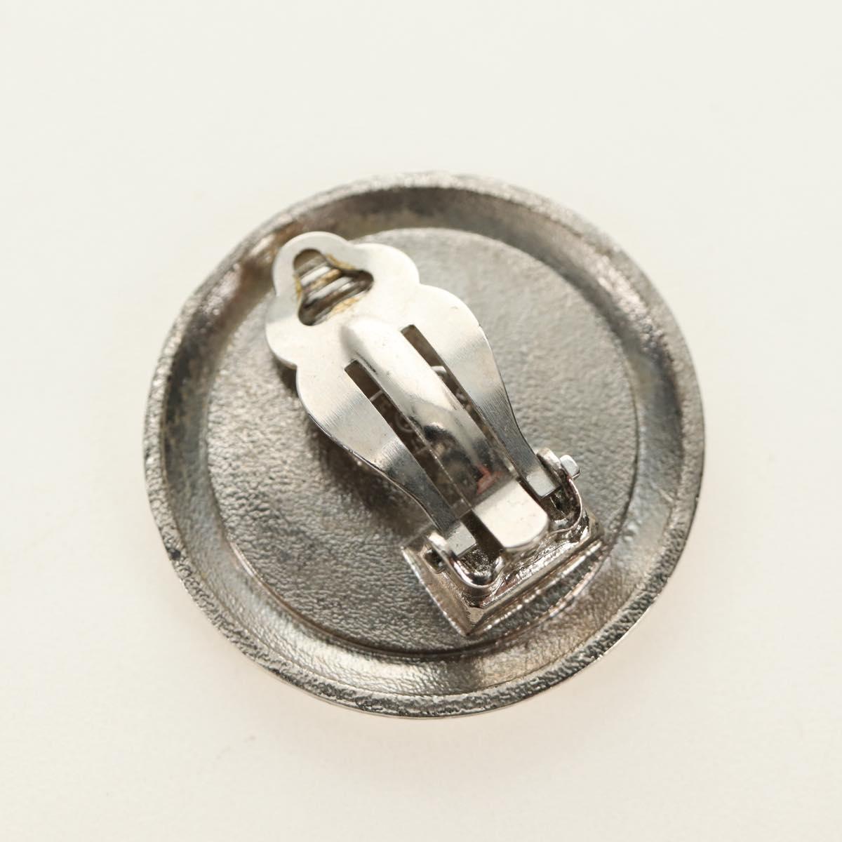 CHANEL COCO Mark Earring metal Silver tone CC Auth 183120M