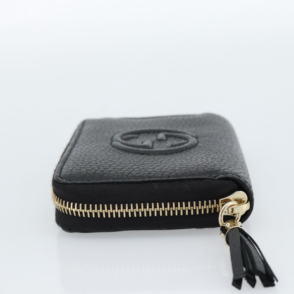 GUCCI Soho Coin Purse Leather Outlet Black Gold 598009 Auth 183123M