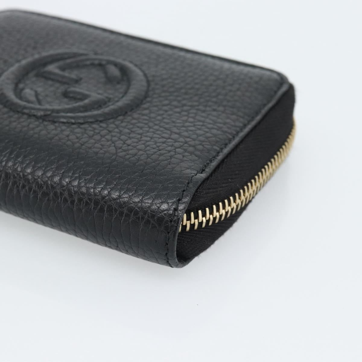 GUCCI Soho Coin Purse Leather Outlet Black Gold 598009 Auth 183123M