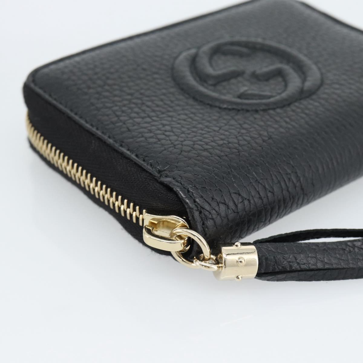 GUCCI Soho Coin Purse Leather Outlet Black Gold 598009 Auth 183123M