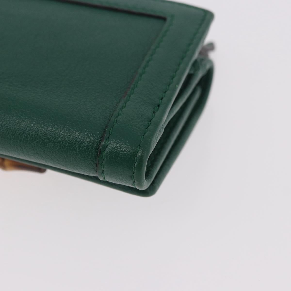 GUCCI Horsebit Compact Wallet Leather Green Gold 659632 Auth 183124M