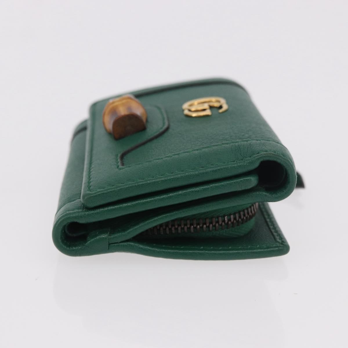 GUCCI Horsebit Compact Wallet Leather Green Gold 659632 Auth 183124M