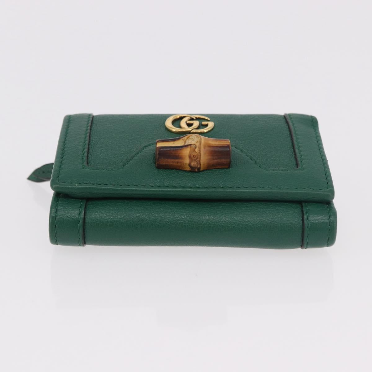 GUCCI Horsebit Compact Wallet Leather Green Gold 659632 Auth 183124M