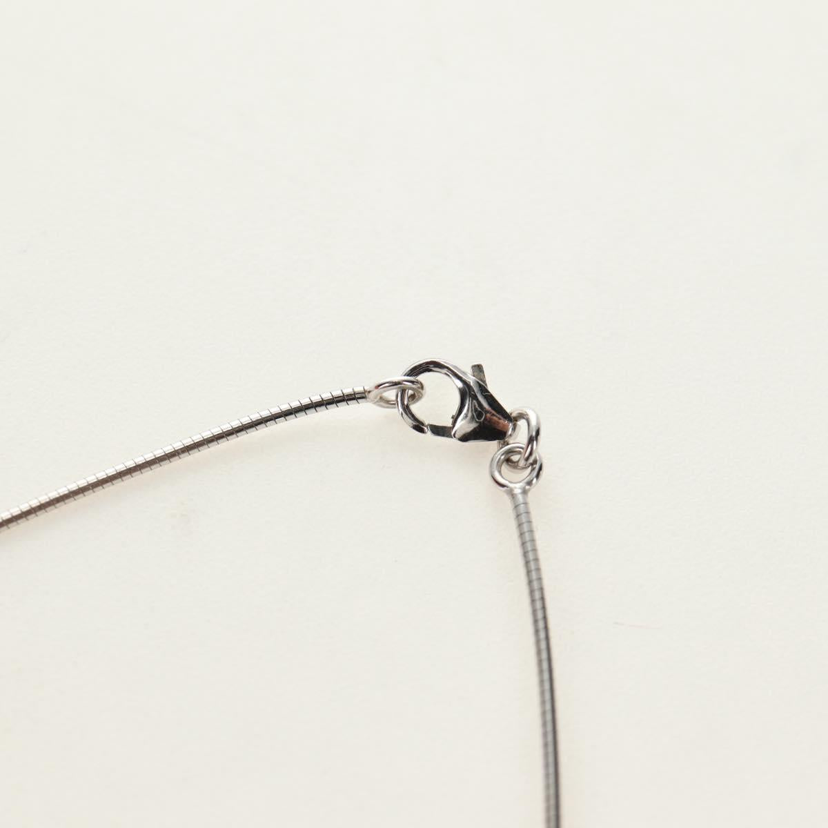 HERMES Cage De H H Cube Necklace metal Silver Auth 183125V