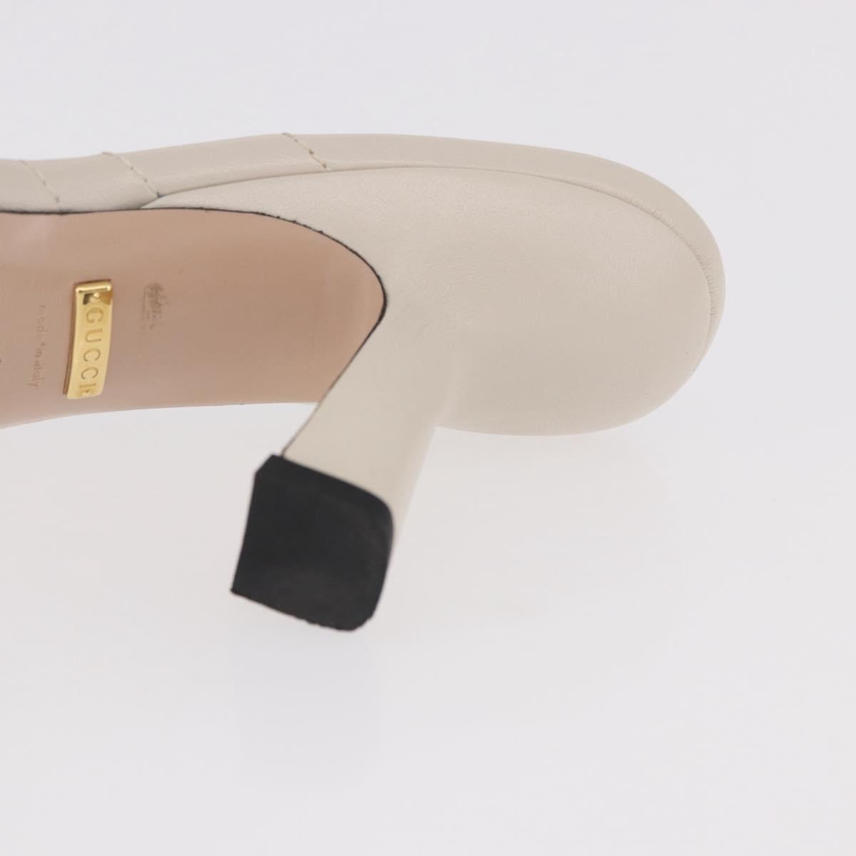 GUCCI GG Marmont Sandals Leather Ivory Gold 674839 Auth 183127M