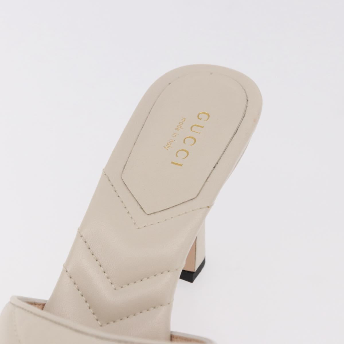 GUCCI GG Marmont Sandals Leather Ivory Gold 674839 Auth 183127M