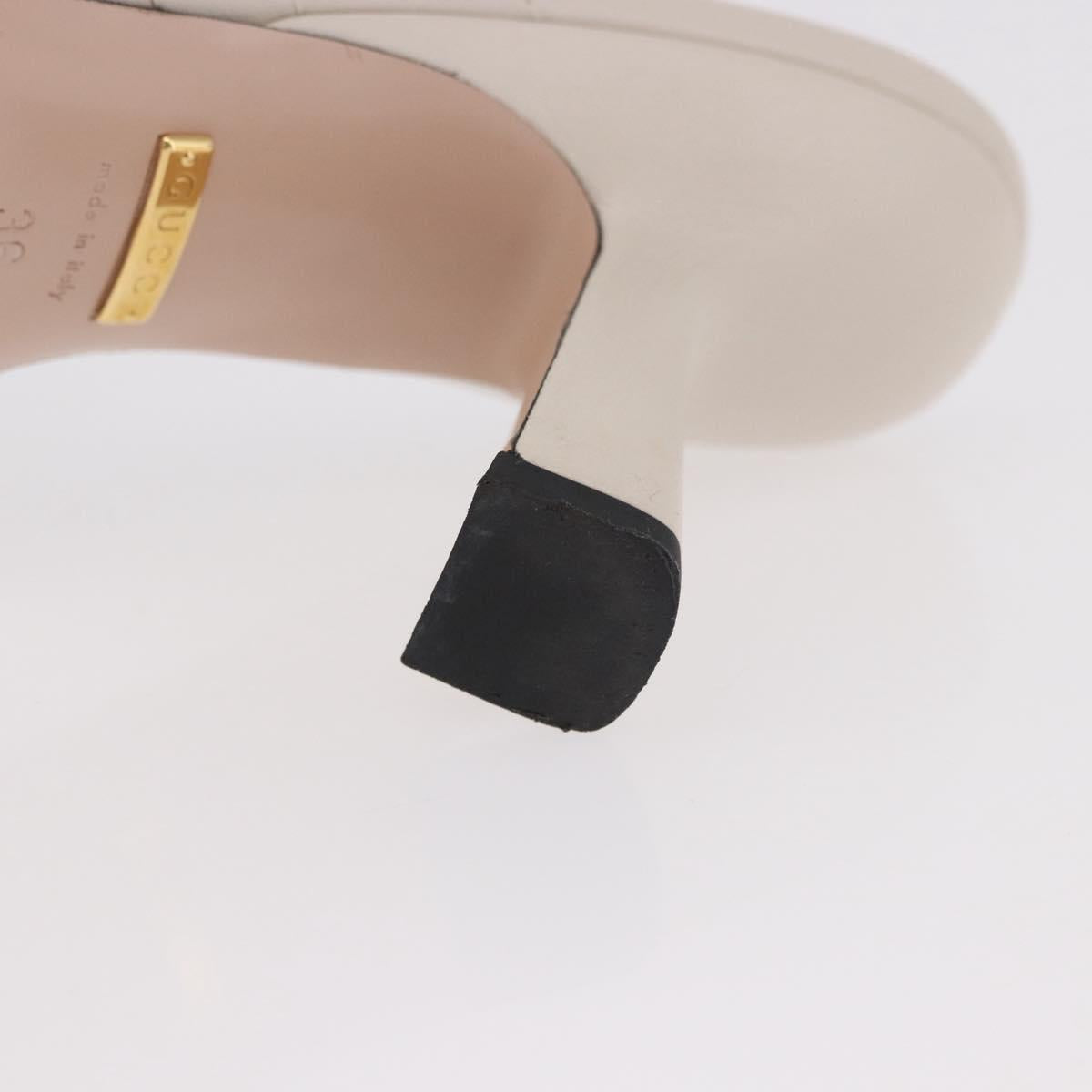 GUCCI GG Marmont Sandals Leather Ivory Gold 674839 Auth 183127M