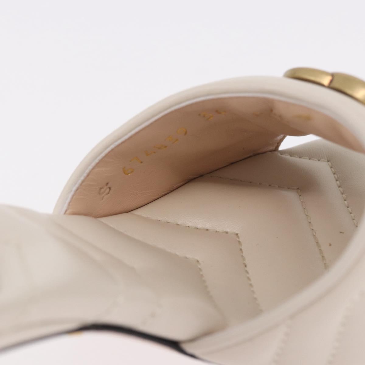 GUCCI GG Marmont Sandals Leather Ivory Gold 674839 Auth 183127M