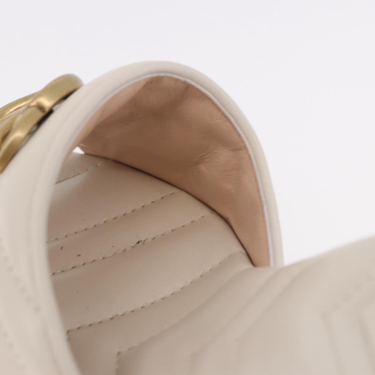 GUCCI GG Marmont Sandals Leather Ivory Gold 674839 Auth 183127M