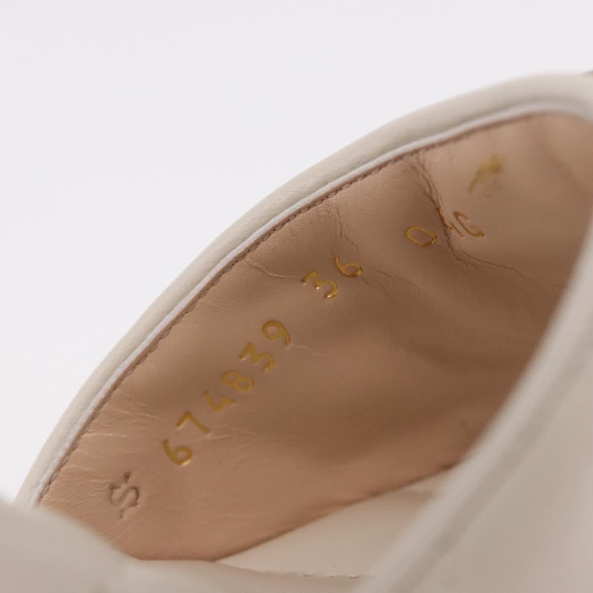 GUCCI GG Marmont Sandals Leather Ivory Gold 674839 Auth 183127M