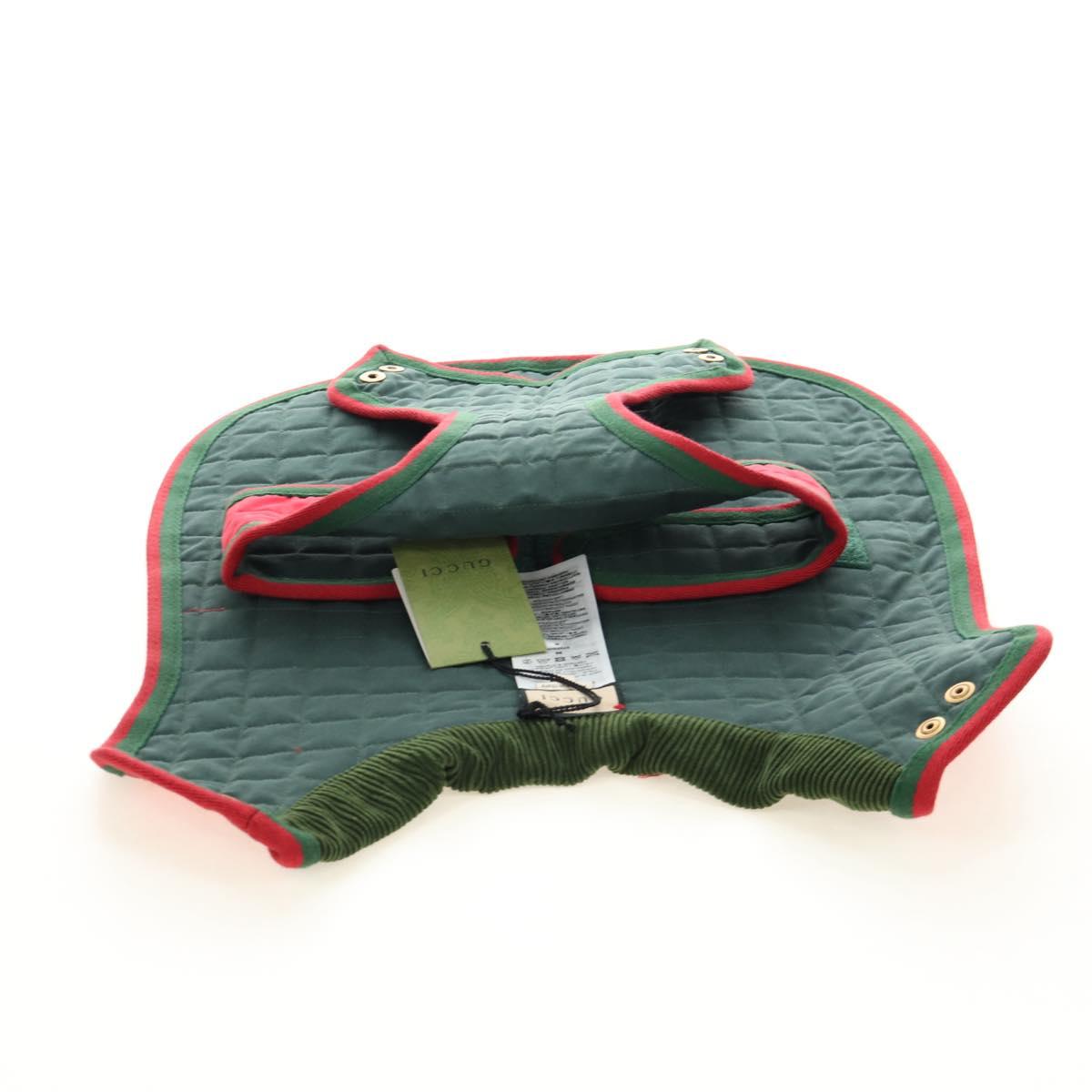GUCCI Pet Coat Web Sherry Line Cotton Red Green Auth 183133M