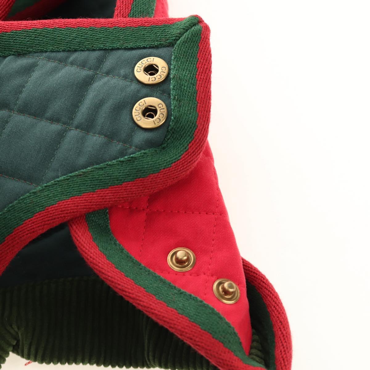GUCCI Pet Coat Web Sherry Line Cotton Red Green Auth 183133M