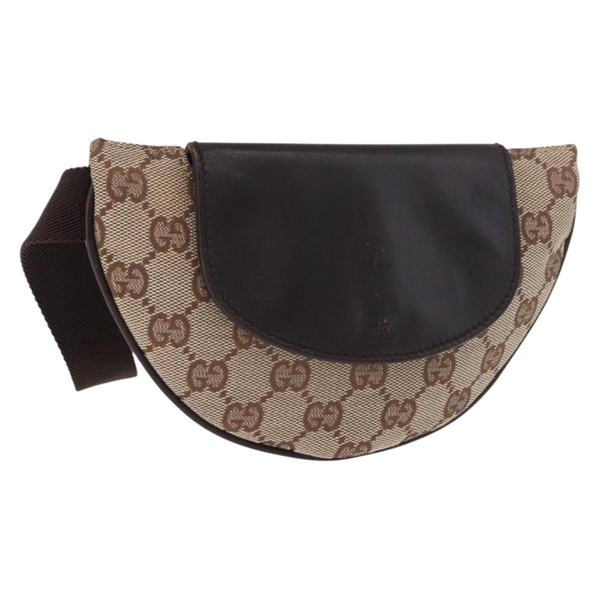 GUCCI GG Canvas Waist bag Beige Gold 106688 Auth 183136A