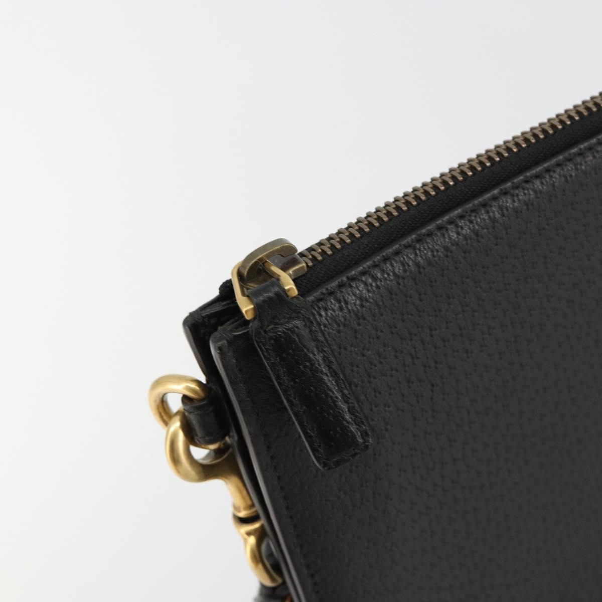 GUCCI GG Marmont Clutch Bag Leather Black Gold 475317 Auth 183138