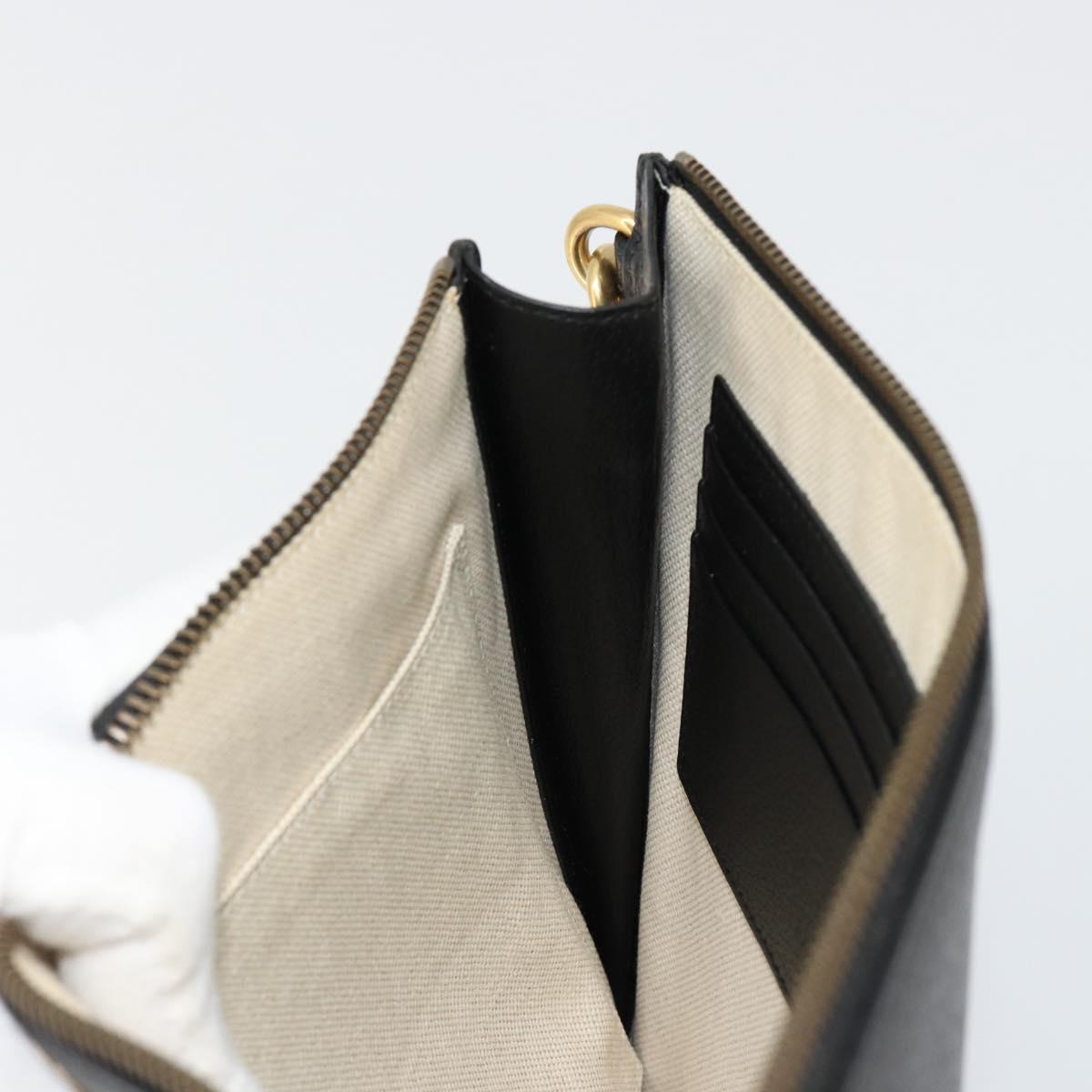 GUCCI GG Marmont Clutch Bag Leather Black Gold 475317 Auth 183138