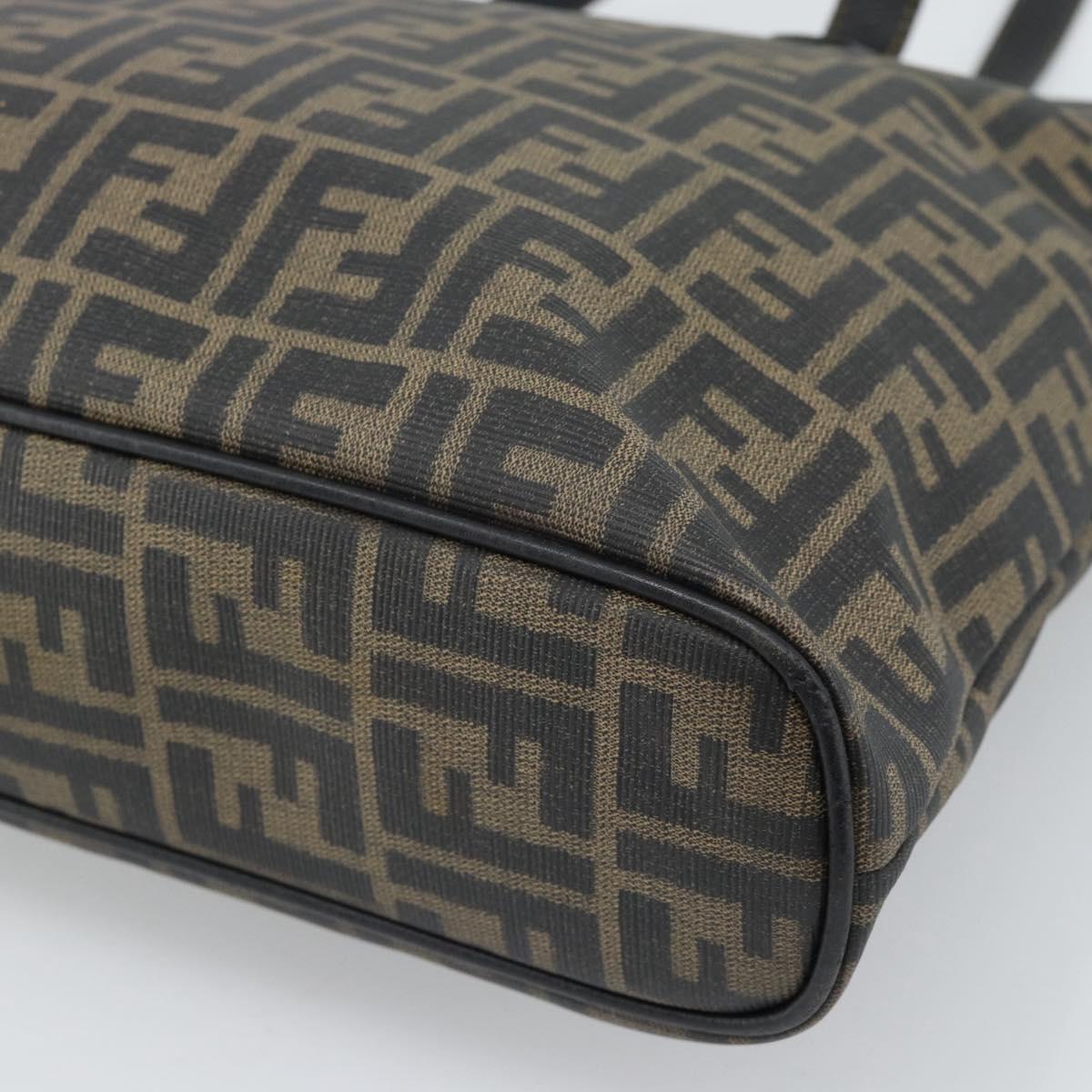FENDI Zucca Canvas Tote Bag PVC Black Black Auth 183140A