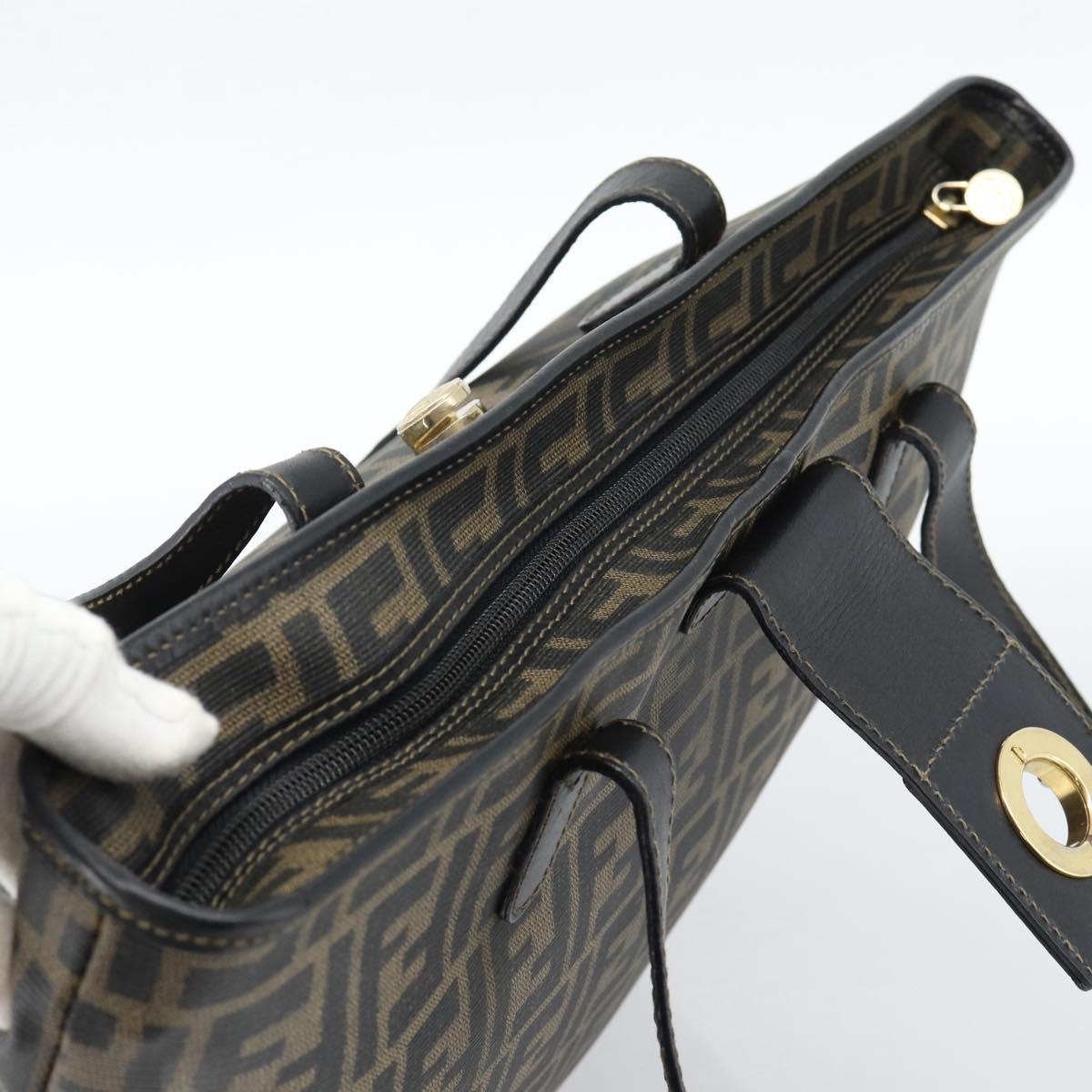 FENDI Zucca Canvas Tote Bag PVC Black Black Auth 183140A