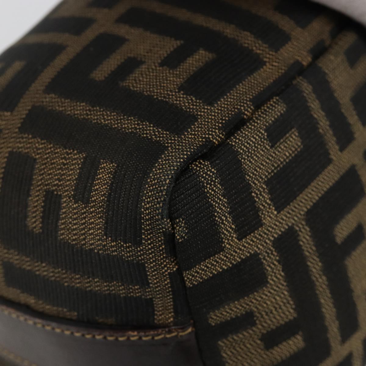 FENDI Zucca Canvas Vanity Pouch Black Brown Auth 183141A