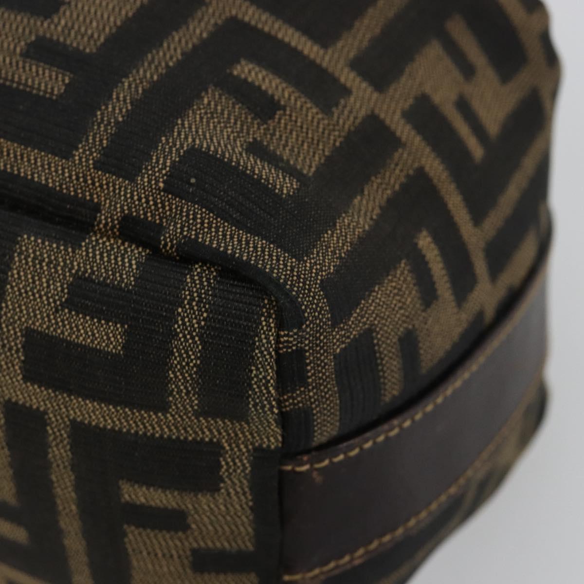 FENDI Zucca Canvas Vanity Pouch Black Brown Auth 183141A