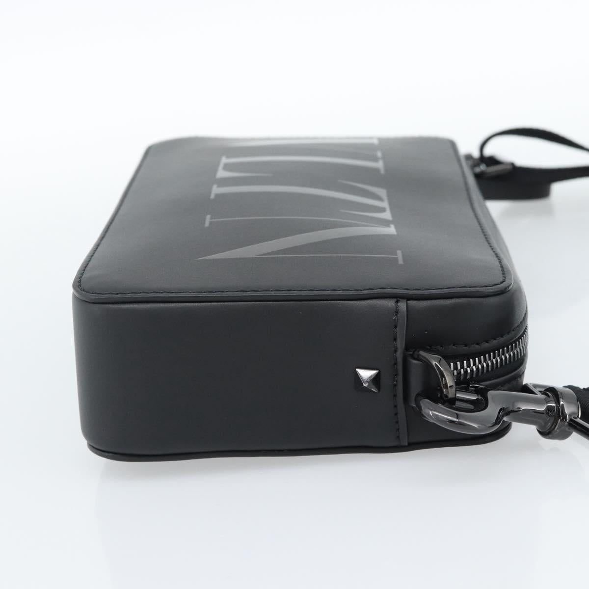VALENTINO Shoulder Bag Leather Black Auth 183142M