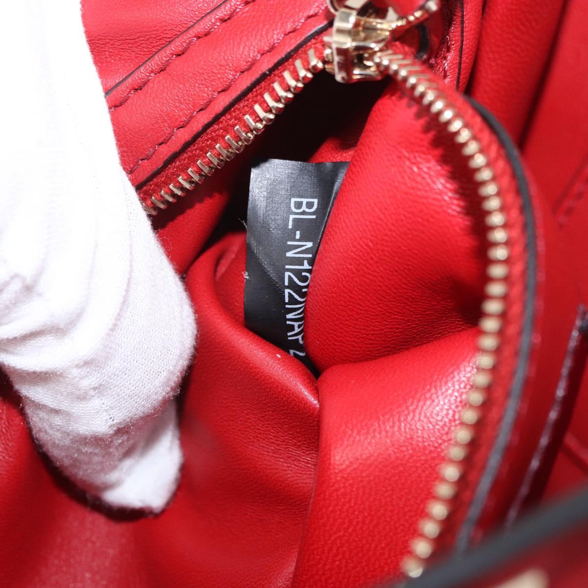 VALENTINO Rock Studs Chain Shoulder Bag Leather 2way Red Gold Auth 183144A