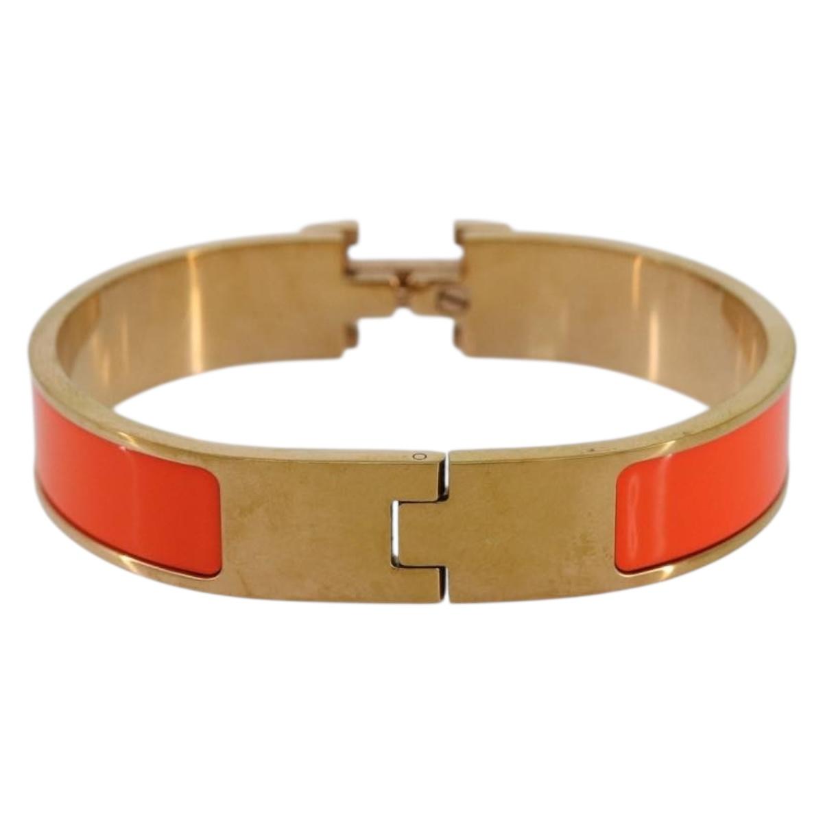 HERMES Click H Bracelet metal Orange Auth 183145