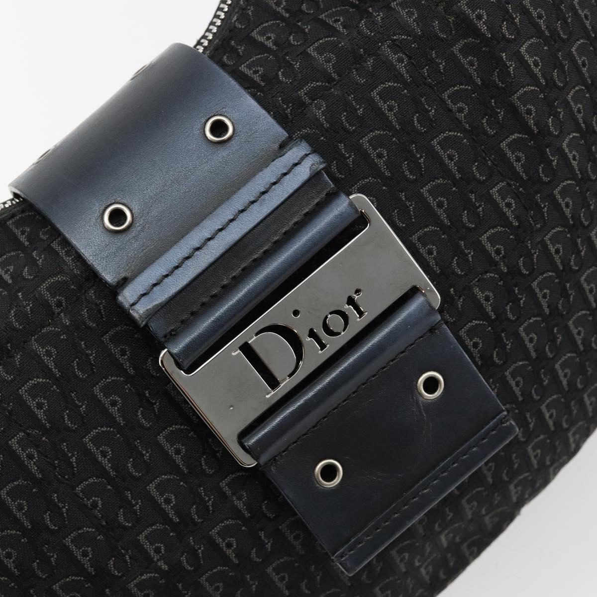 Christian Dior Trotter Canvas Street Chic Shoulder Bag Black Silver Auth 183160