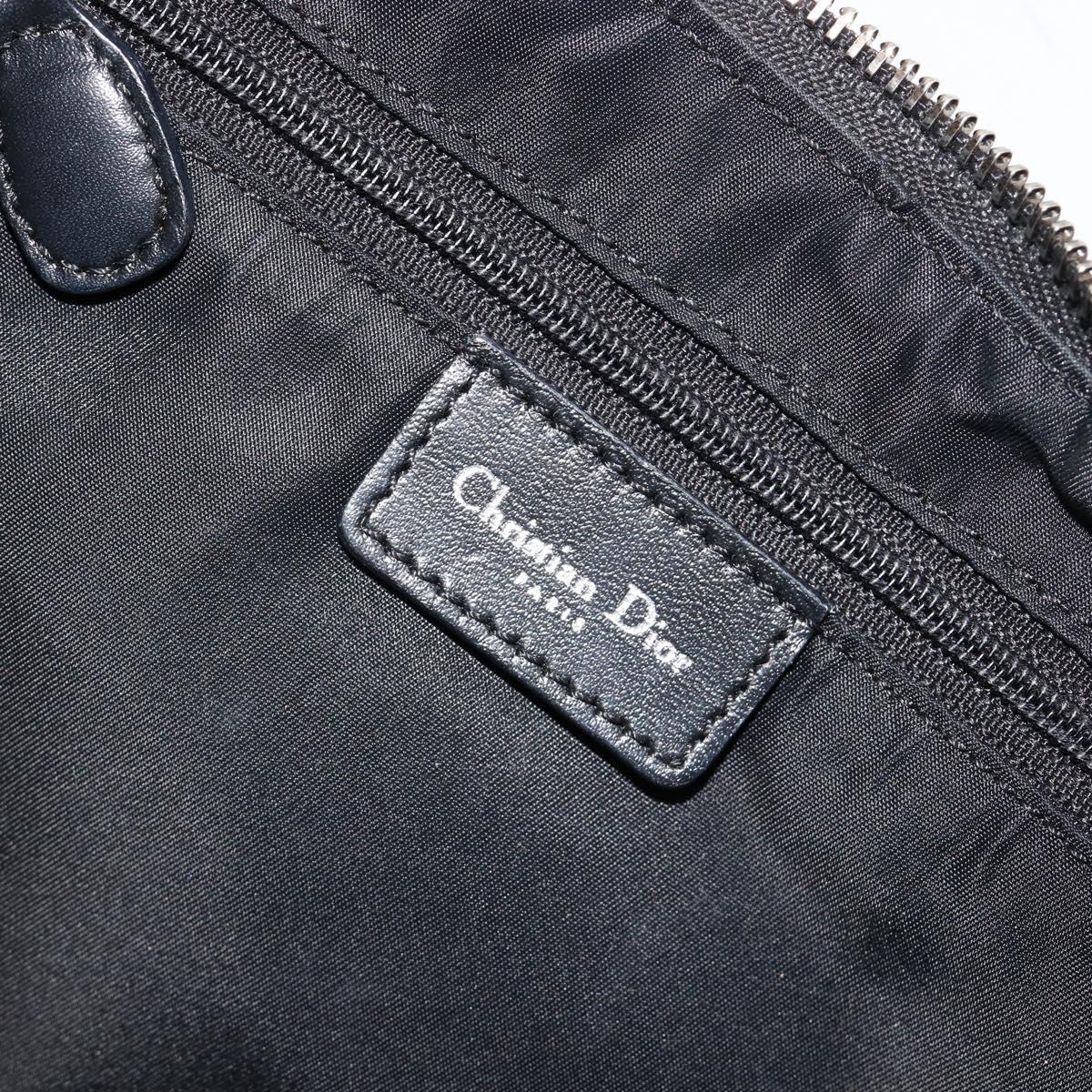 Christian Dior Trotter Canvas Street Chic Shoulder Bag Black Silver Auth 183160